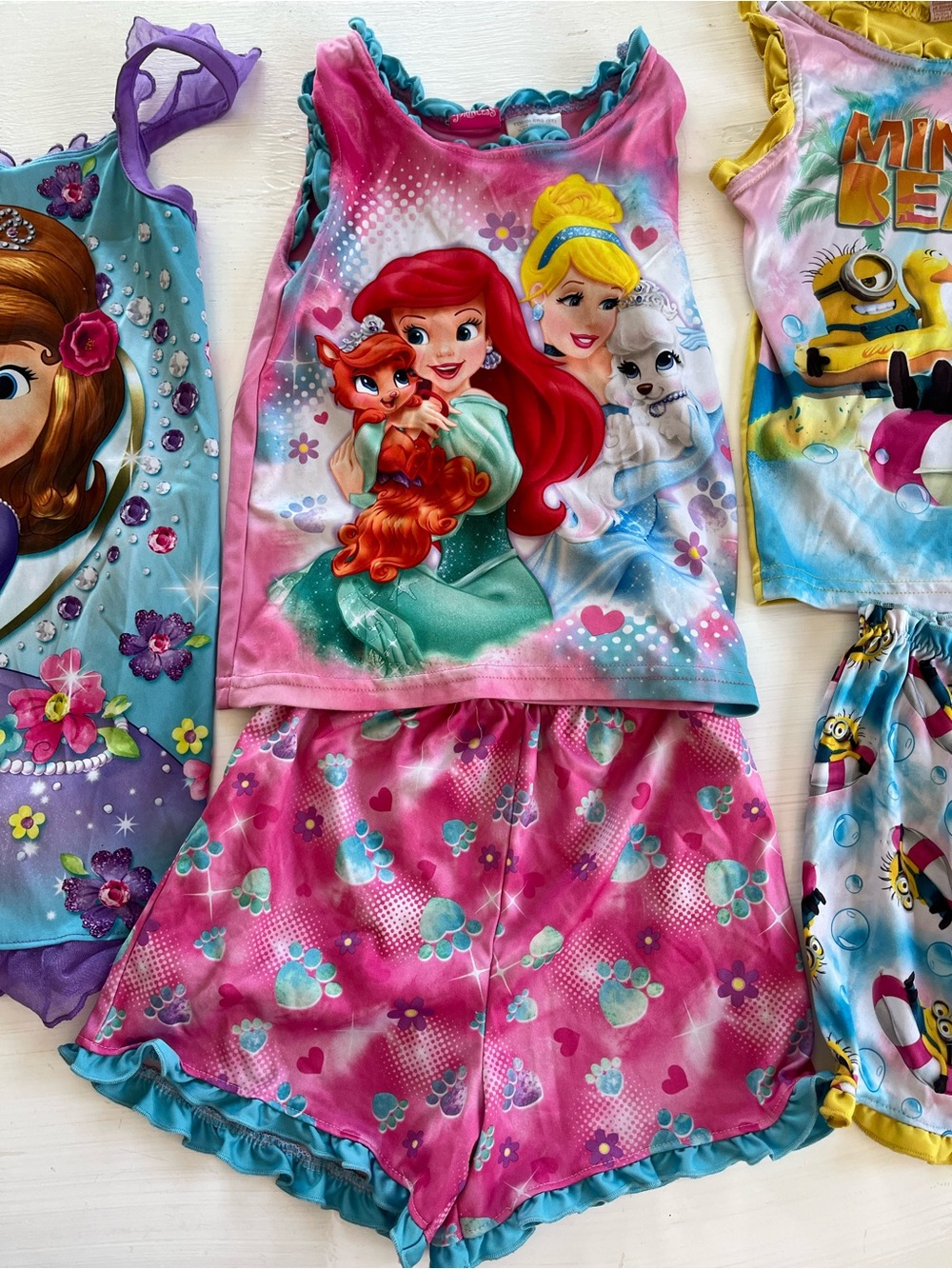 Disney Pink, Teal & Purple Toddler Girls Character Pajama Set Trio - Picture 3 of 6